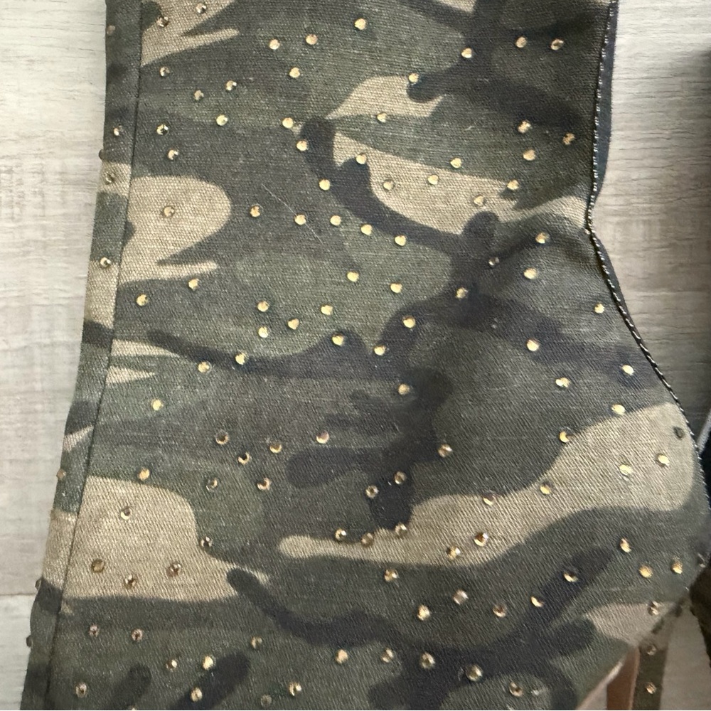 Steve Madden Olive Camo  rhinestone High-Heel Boots with Black a - Picture 9 of 15